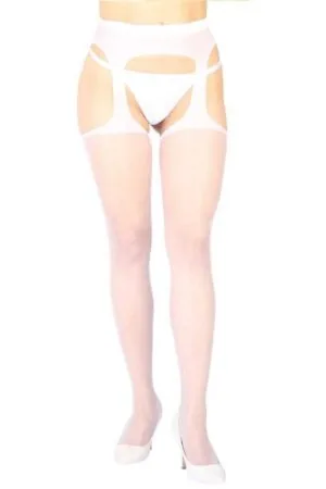 Özel Bölgesi Açık Tasarım Fantezi Külotlu Çorap Beyaz